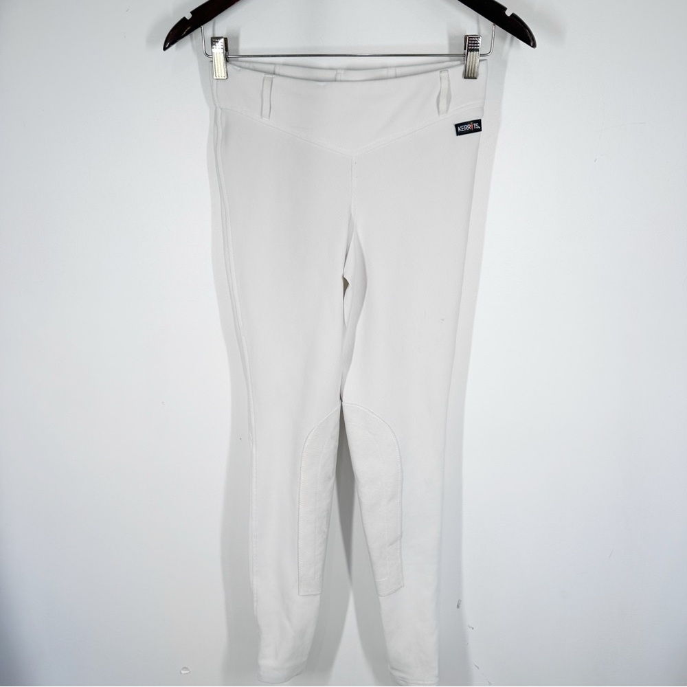 Kerrits Women’s Riding Pants White Ribbed Size Medium Suede equestrian Pull On